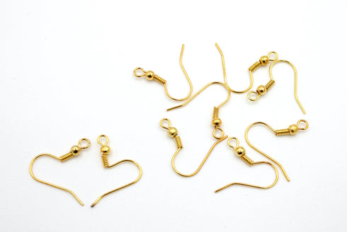 earring hooks, 24k gold plated brass, 10 x 20mm, 10 pieces, gold earrings, ear ring hooks, hook ear ring,